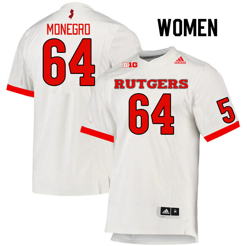 Women #64 Nelson Monegro Rutgers Scarlet Knights College Football Jerseys Stitched Sale-White - Click Image to Close